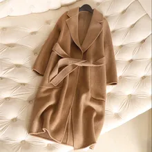 Женское шерстяное пальто Новая модная Высококачественная женская зимняя верхняя одежда из альпаки верхняя одежда средней длины размера плюс