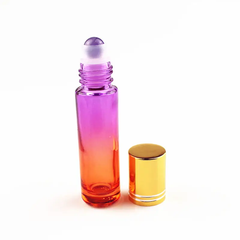 1 шт., бутылка с натуральным драгоценным камнем, 5 мл, 10 мл, толстая бутылка с эфирным маслом, пустые флаконы для духов многоразового использования - Цвет: 10ml Purple Orange