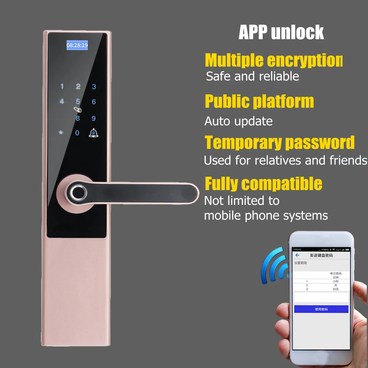 

Smart Door Fingerprint Lock Security Home Key Lock Wifi Password RFID Card Lock Wireless App Phone Remote Control 5 In 1
