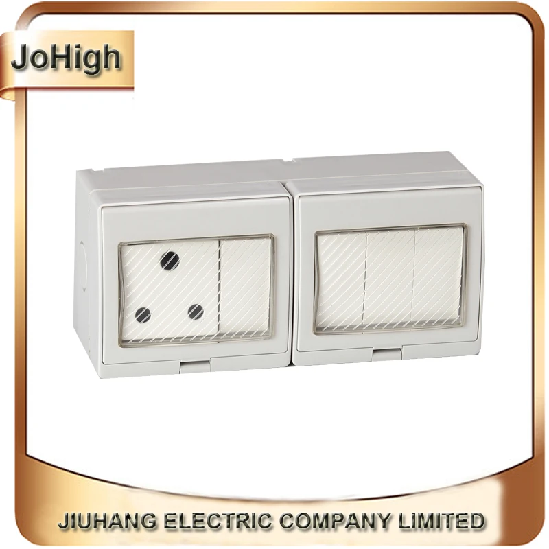 

Free Shipping High Quality Surface Mounted Waterproof Wall Switch South Africa Type 16A/250V 4 Way Switch + 1 way Socket