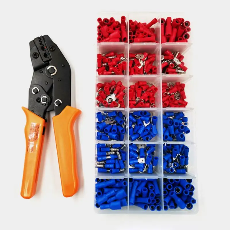 

Crimping Plier Set Wire Crimper Kit With 450Pcs Wire Connectors Cold-Rolled Tubular Terminal Self-Adjustable Connector Tool