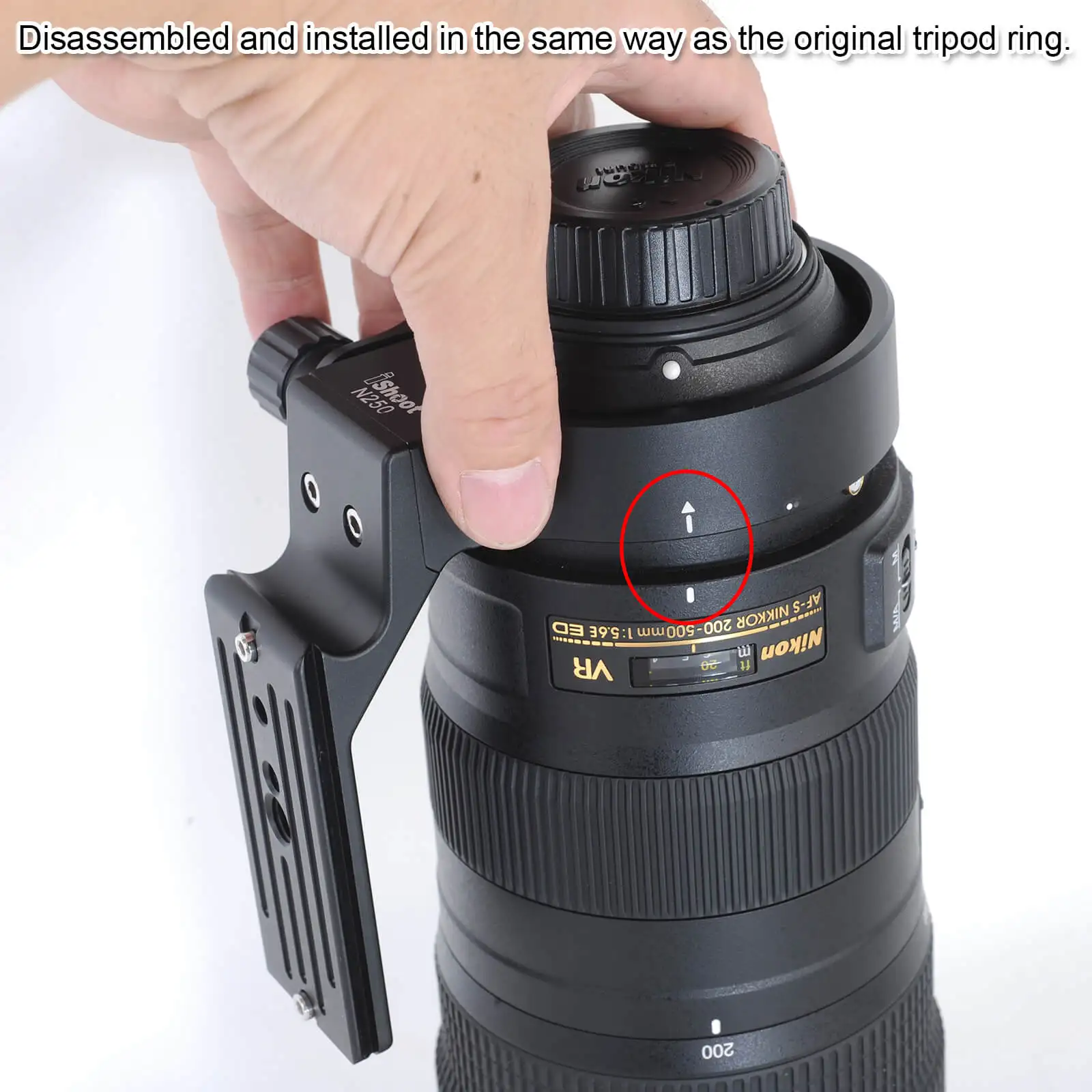 Lens Collar Support Tripod Mount Ring for Nikon AF-S 200-500mm F5.6E ED VR Lens Bottom is Arca-Swiss Fit Quick Release Plate