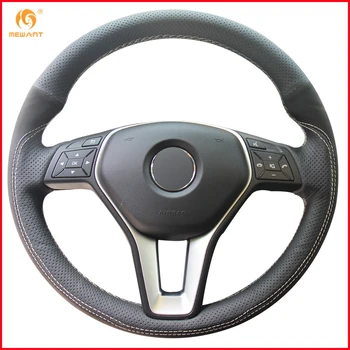 

MEWANT Black Genuine Leather Black Suede Steering Wheel Cover for Mercedes Benz A-Class 2013-2015 B-Class 2011-2014 CLA-Class