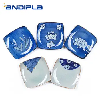 

2PCS/Lot Vintage Jingdezhen Blue and White Porcelain Ice Crack Texture Teacup Tray Handmade Kung Fu Tea Cup Mat Art Small Plate