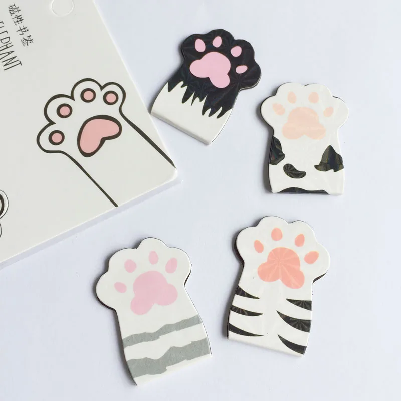 Koop 4 stks set Kawaii Kat Poot Magnetische Bladwijzers Boeken Marker van Pagina Stationery School Office Supply Studentenprijs