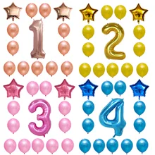 

14pcs 40inch Number 1 2 3 4 5years old Birthday Party decorations star Foil Helium Balloons Baby Shower latex balloon Air Globos