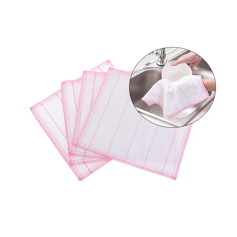 

5pc Kitchen Thick Washing cloth Non stick oil Cleaning Cloth Super Absorbent Dishcloth Tableware Wiping Rag Soft Washing Towel