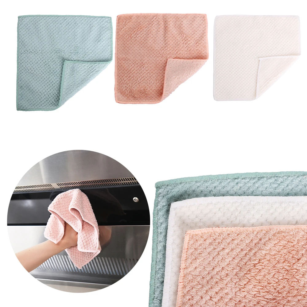1PC Super Absorbent Home Kitchen Towel Clean Cloth Sink Wipe Coral