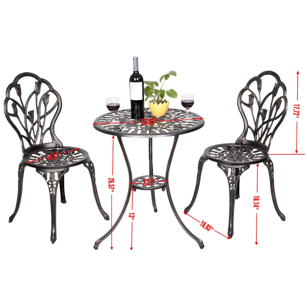 Goplus 1 Table + 2 Chairs Set Cast Aluminum Patio Furniture Tulip Goplus 1 Table + 2 Chairs Set Cast Aluminum Patio Furniture Tulip Design Bistro Set Antique Copper HW49512-in Garden Sets from Furniture on Aliexpress.com ... - Goplus 1 Table + 2 Chairs Set Cast Aluminum Patio Furniture Tulip