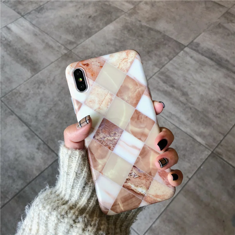 

Simple Square marble phone Cases for iphone XS Max XR Scrub Soft TPU case For iphone X 8 7 6 6s plus back cover
