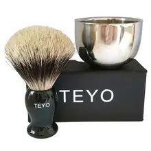 TEYO двойное тонкое Badger щетка для бритья волос и чаша для бритья набор включает щетку для бороды и двухслойная миска