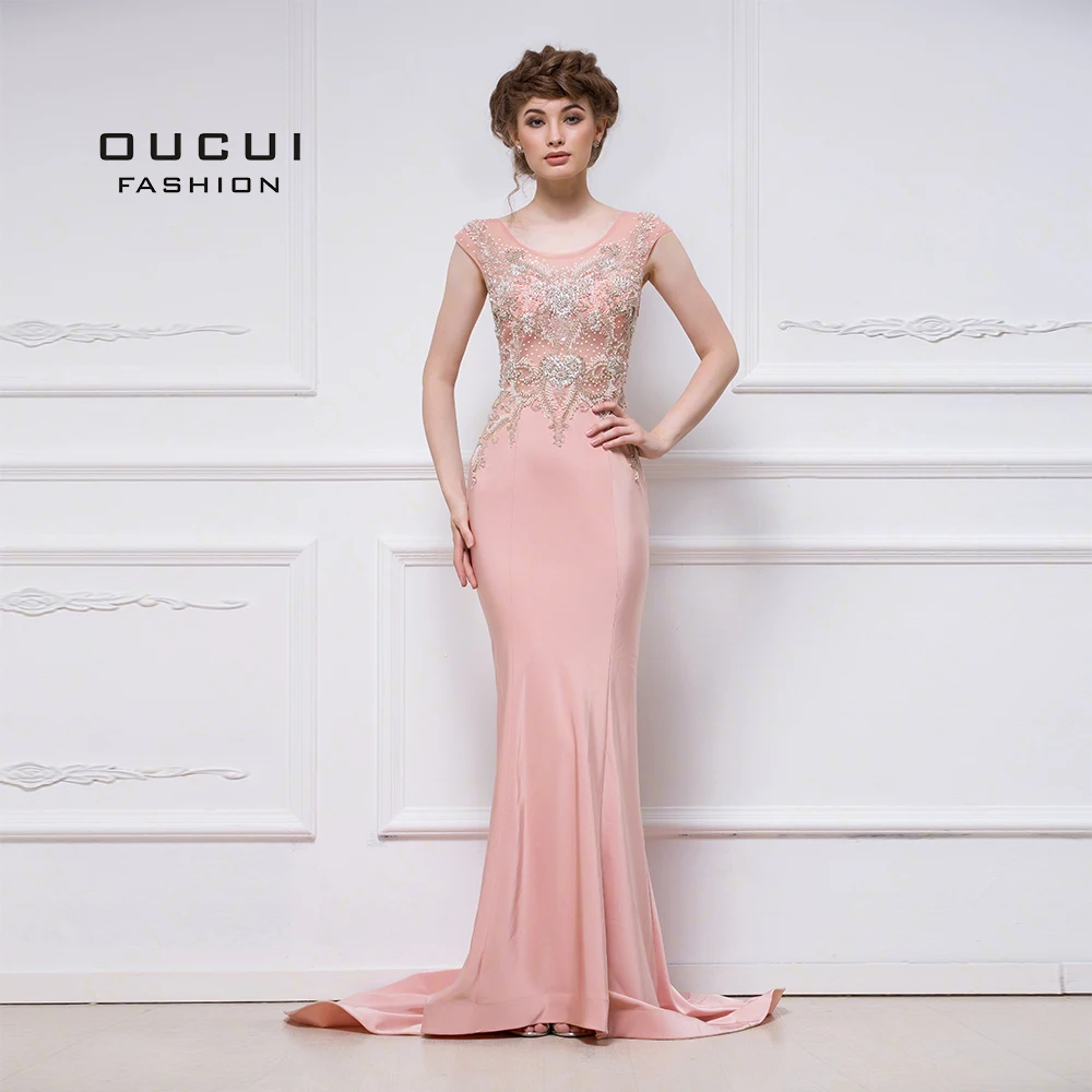 

Real photos Mermaid Long Evening dress Formal handmade Crystal OL103051