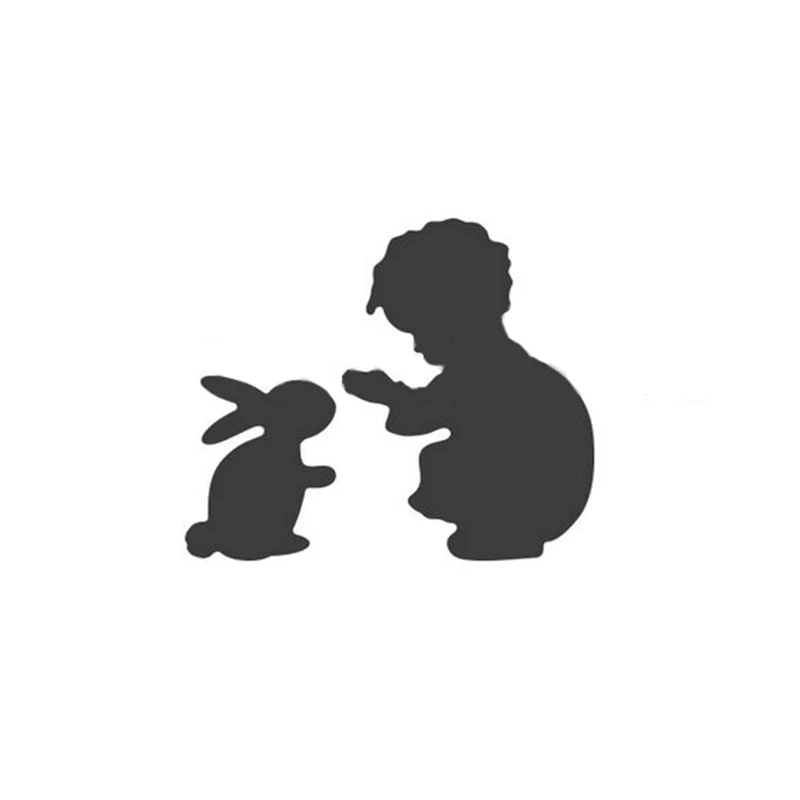 

Boy Feed Rabbit Metal Cutting Dies Stencils for DIY Scrapbooking Easter Album Decorative Embossing Card Crafts Template 2019