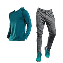 Осенний мужской комплект из двух предметов для бега, спортивный костюм, быстросохнущие спортивные костюмы с длинным рукавом, толстовки для тренировок, фитнеса, тренажерного зала, мужская одежда