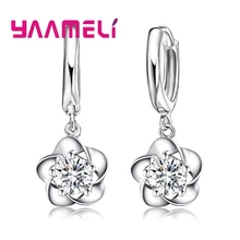 Изысканные хороший женщина рычаг Петля серьги из чистого серебра 925 пробы серебро изысканный цветок высокого качества модные классические ювелирные изделия