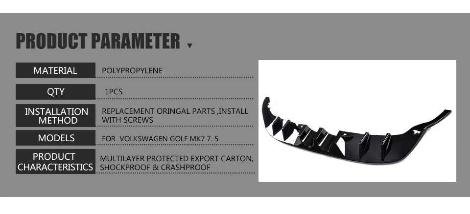 Черный PP заднего бампера Диффузор спойлер для Volkswagen VW Гольф 7 VII Стандартный и GTI Mid Outlet