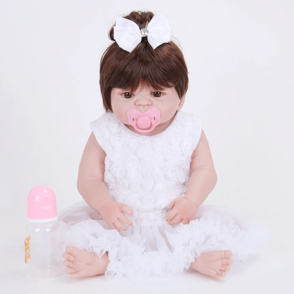 

55cm Full Silicone Vinyl Newborn Baby Doll Lifelike Reborn Princess Girl Doll for Kids Toy Birthday Xmas Gift Bebe