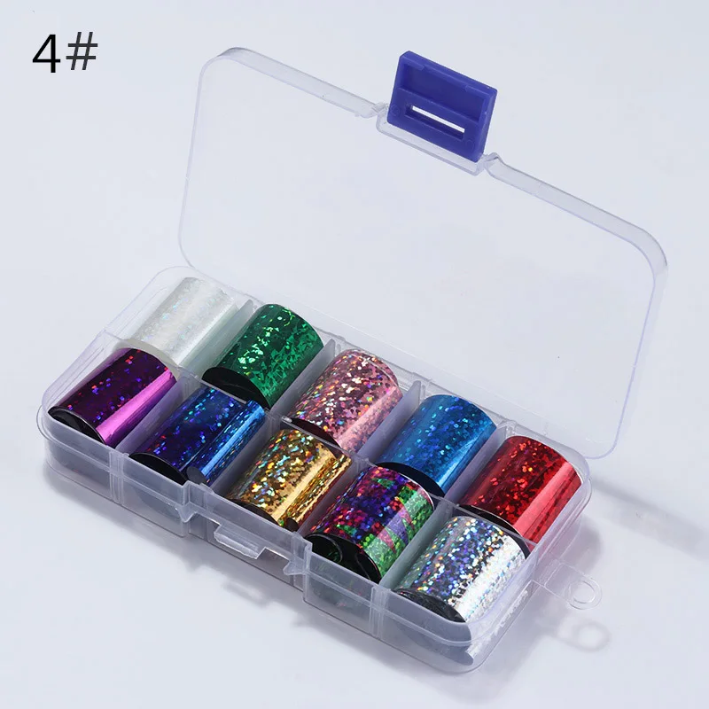 1 коробка, 10 рулонов, звездное небо, Лазерная Фольга для ногтей, голографическая бумага для ногтей, переводная наклейка для маникюра, стикер для дизайна ногтей, украшение - Цвет: stample1