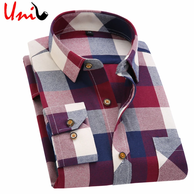 2016 Autumn Classic Flannel Men Plaid Shirt Long Sleeve Men's Warm Casual Shirts British Cotton Mens Check Shirt 14 Design YN790