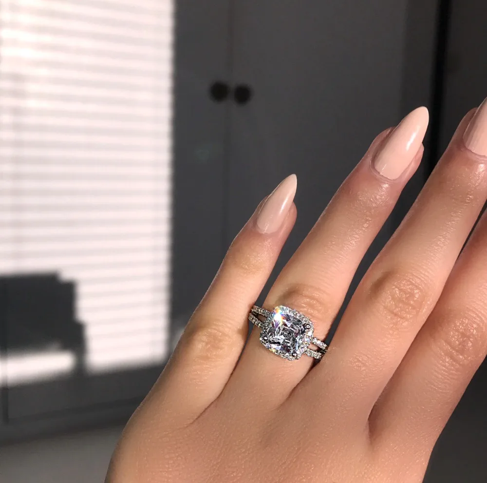 

Sexy Lady ring 925 Sterling silver 2ct AAAAA Cubic Zirconia Engagement Wedding Band Rings for women Bridal Jewelry Gift