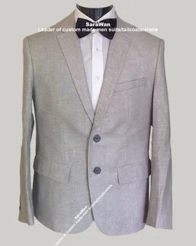 

Men Linen Suits For Weddings Custom Made Light Grey Linen Tuxedo, Bespoke Linen Wedding Suits For Men Light Grey Linen Suit Men