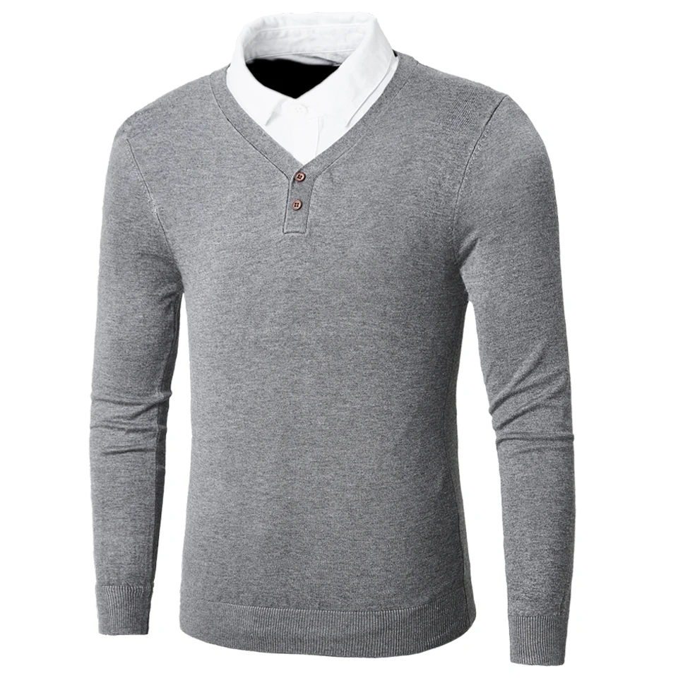 

Oufisun Men Brand Autumn Business Casual Soft Cotton Pullover Sweater Jumper Men New Winter V-Neck Solid Thick Sweaters Coat Men
