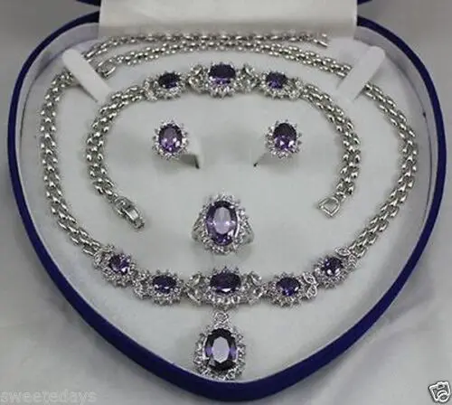 

Miss charm Jew.347 Beautiful Women's Jewelry Amethyst Necklace Bracelet Ring Earring Set