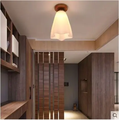 Creative Nordic solid wood ceiling lamp Japanese tatami aisle lights balcony porch bedroom LED wooden lamps