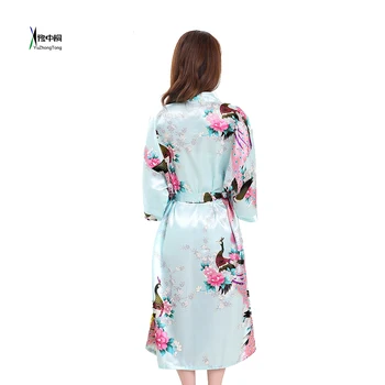 

Baby Blue Lady's Wedding Bride Bridesmaid Robe Floral Bathrobe Kimono Night Bath Robe Fashion Dressing Gown For Women 010426