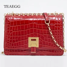 TEAEGG женская сумка из натуральной кожи с тиснением Дамская цепочка на одно плечо женская сумка через плечо