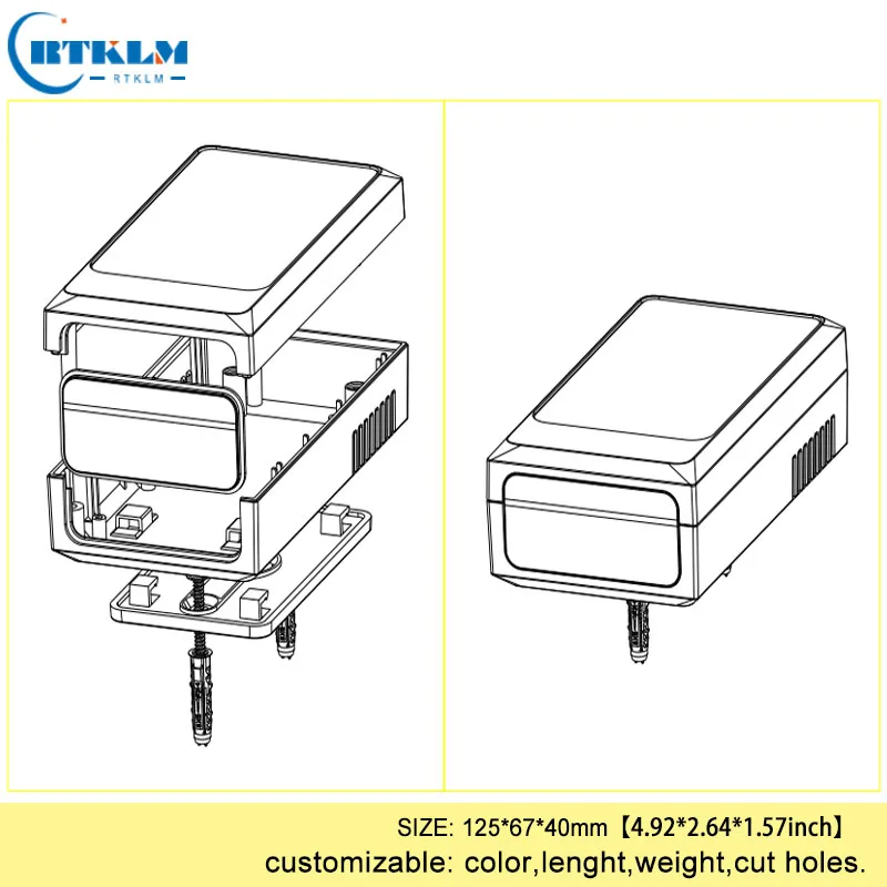 Настенный монтажный проволочный соединитель пластиковый корпус abs пластиковые проектные Чехлы DIY пользовательские электронные корпуса коробка 125*67*40 мм