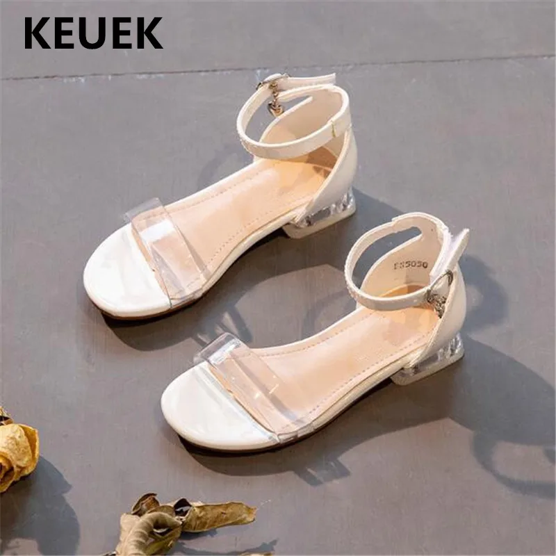 

New Children Sandals Kids Shoes Rhinestone High-heeled Shoes Princess Student Transparent Summer Girls Sandals Baby Shoes 041
