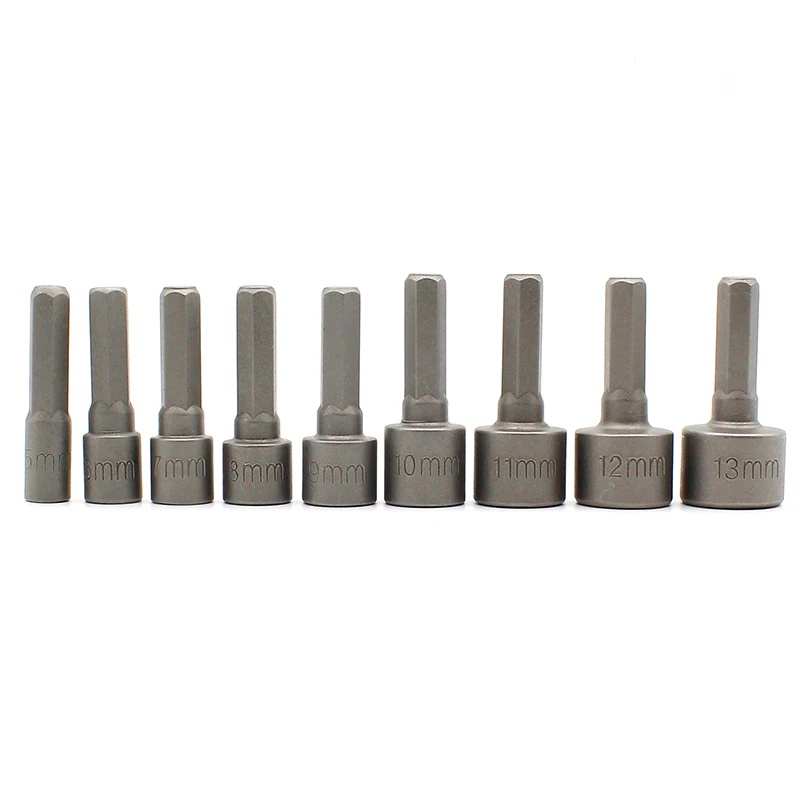 9 개/대 5mm-13mm 육각 소켓 슬리브 노즐 마그네틱 너트 드라이버 세트 드릴 비트 어댑터 육각 전동 공구