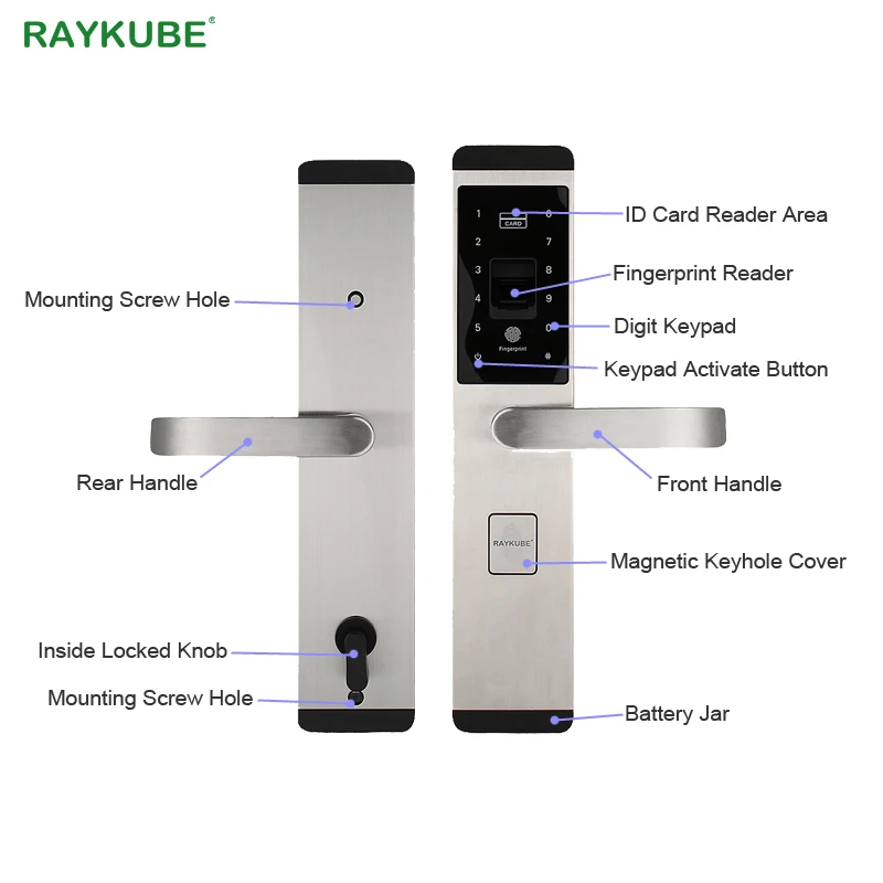  RAYKUBE Fingerprint Lock For Home Anti-theft Door Lock Keyless Smart Lock With Digital Password RFI - 32846716164