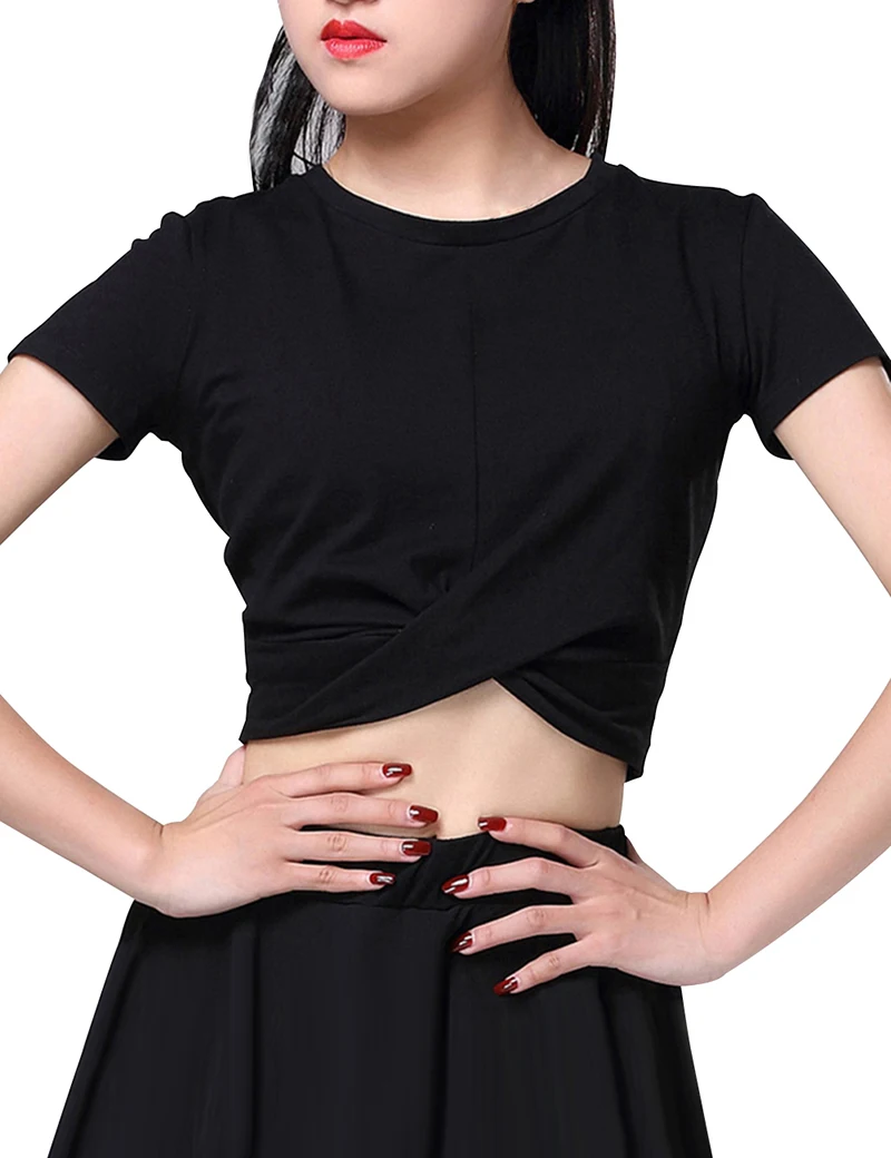 black o neck sexy crop top for womens 1