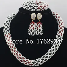Лучшие продажи! Красный и черный Африканские свадебные бусы наборы свадебных ювелирных изделий Кристалл нигерийские нарядные бусы цепочки ожерелья