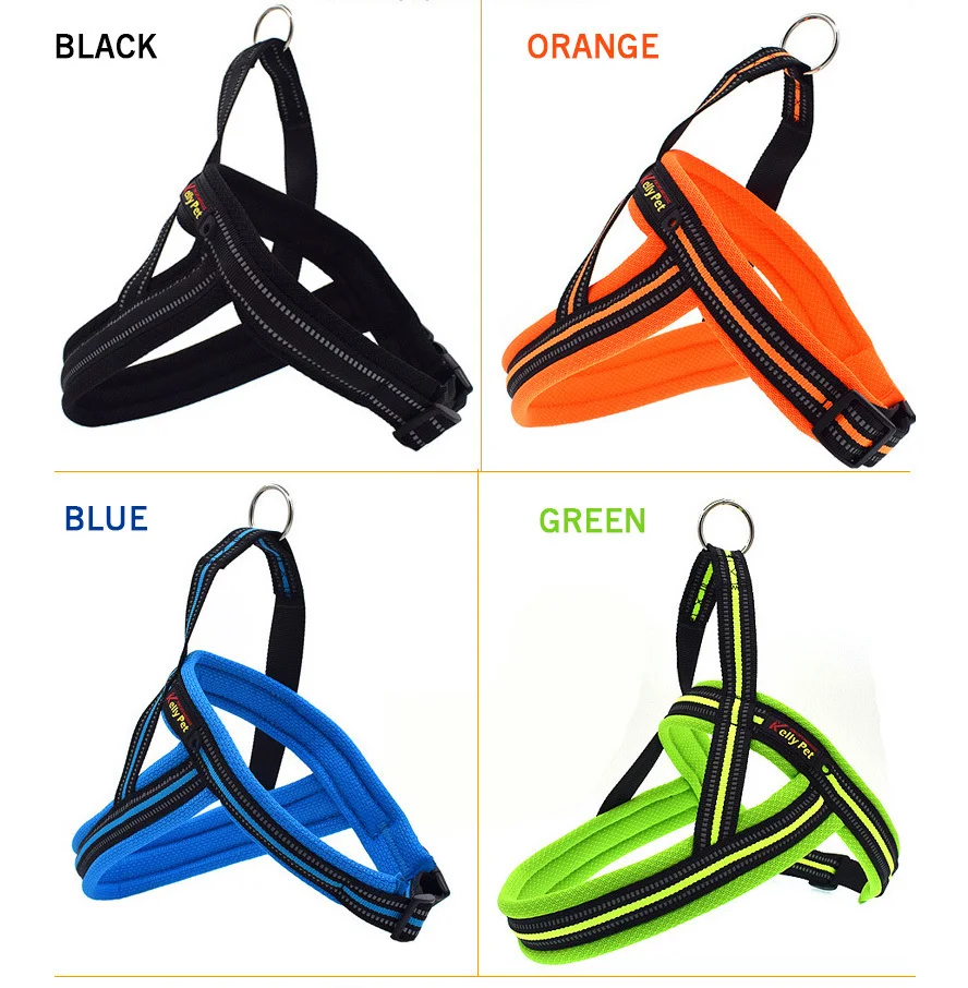 4 Color Dog Harness With Traction Belt Collar Reflective Adjustable Small Medium Large Pets Outdoor Chest Strap Dogs Supplies