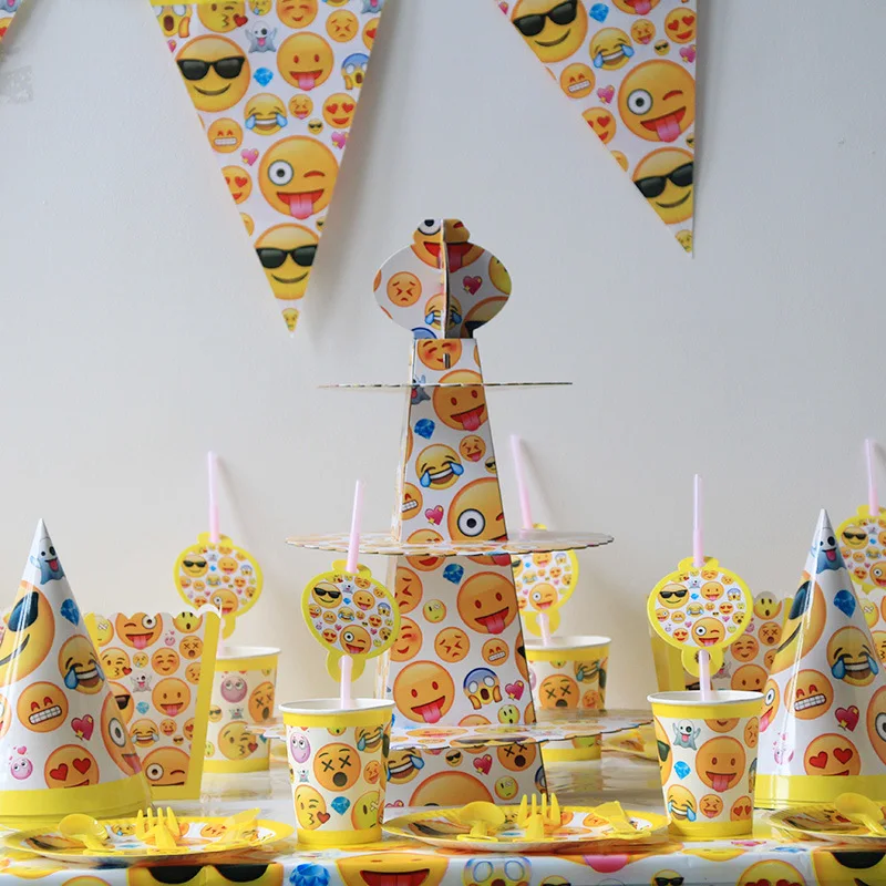 

149pcs/lot Emoji Smile Cry Kids Birthday Decoration Set Theme Party Supplies Baby Birthday Party Pack