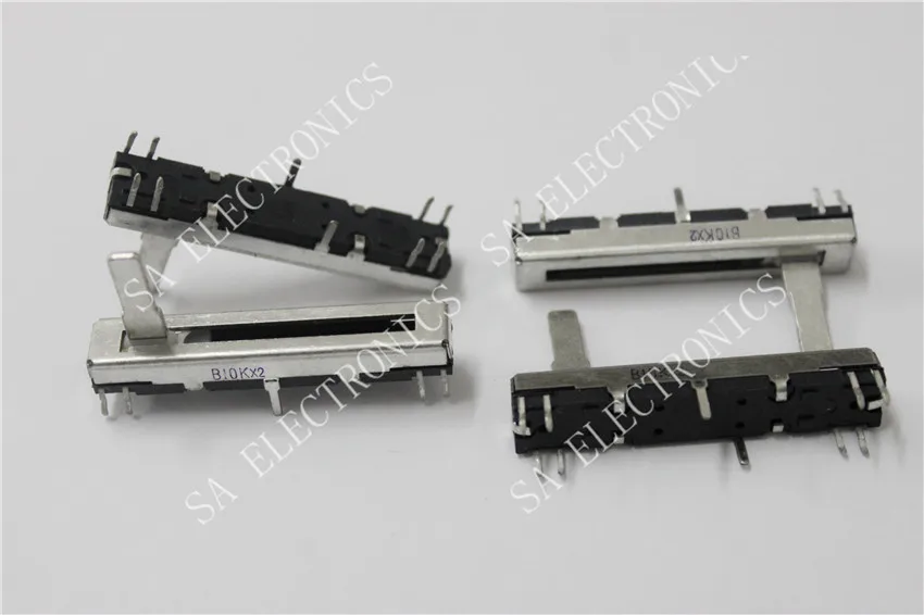 

[LAN]Black 4.5 cm 45MM long double mixer fader Potentiometer switch B10K X2--10PCS/LOT