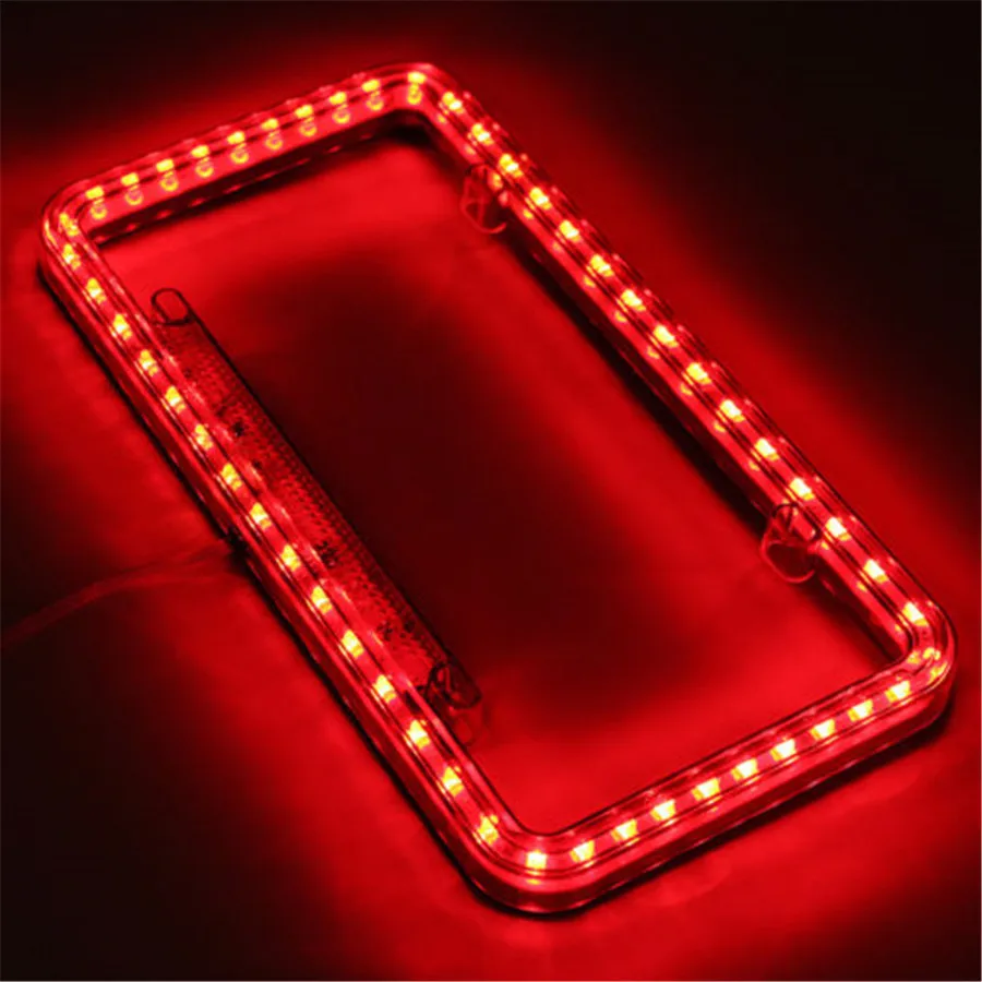 Premium Quality12V Red LED Lighting Acrylic USA Canada License Plate Frame