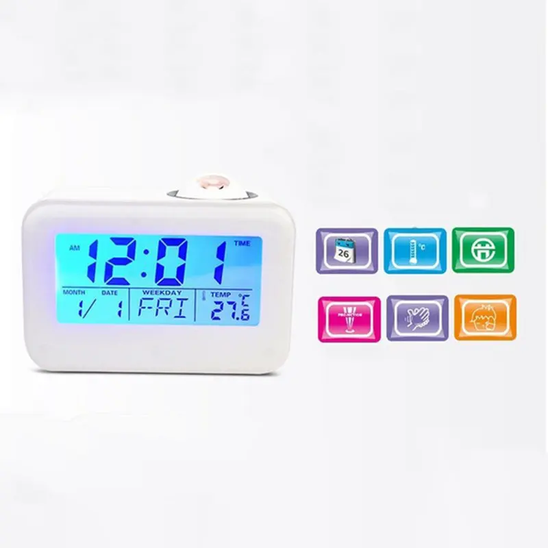 Цифровые часы электронные ЖК-проектор Будильник с проекцией времени температура цифровые часы с календарем настольные будильники