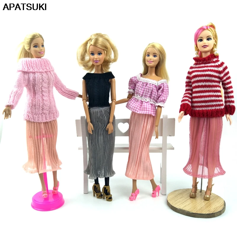 

Elegant Lady Chiffon Pleated Midi Skirt For Barbie Dolls Clothes For 1/6 BJD Dolls Accessories Kids Toy