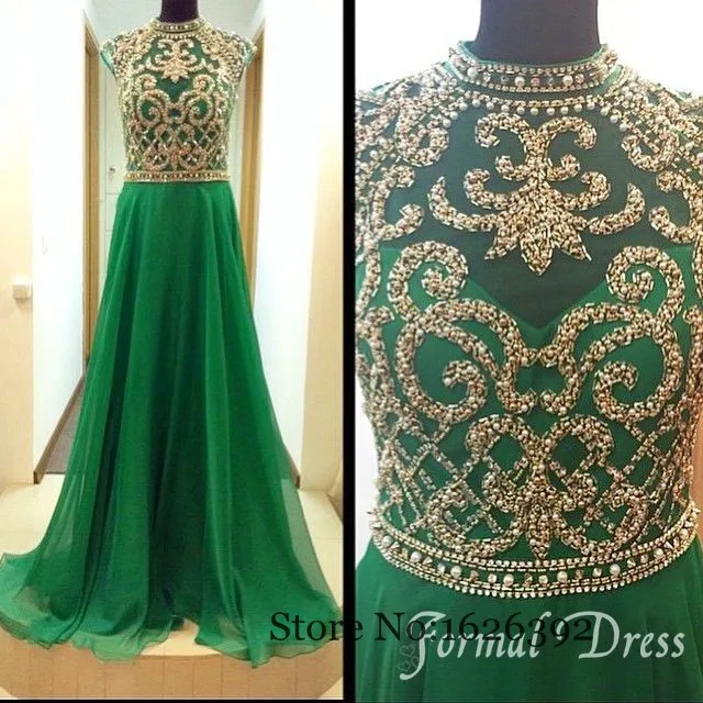 Green and Gold Prom Dress
