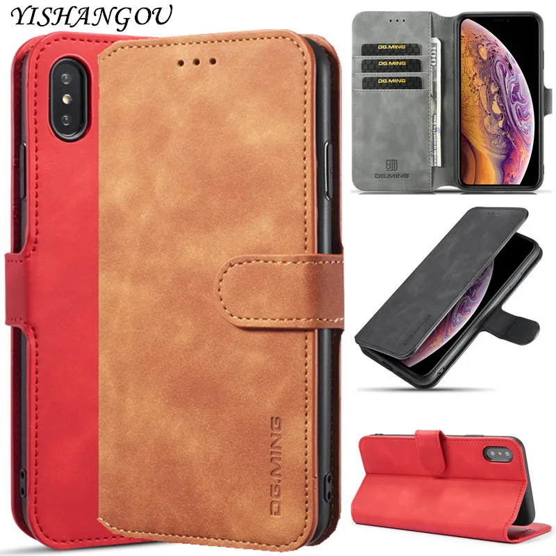 Luxury Retro PU Leather Flip Case For iPhone X XR XS Max