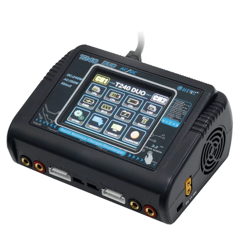  HTRC T240 DUO AC 150W DC 240W 10A Smart Screen Dual Channel Battery Balance Charger Discharger For  - 32941989959