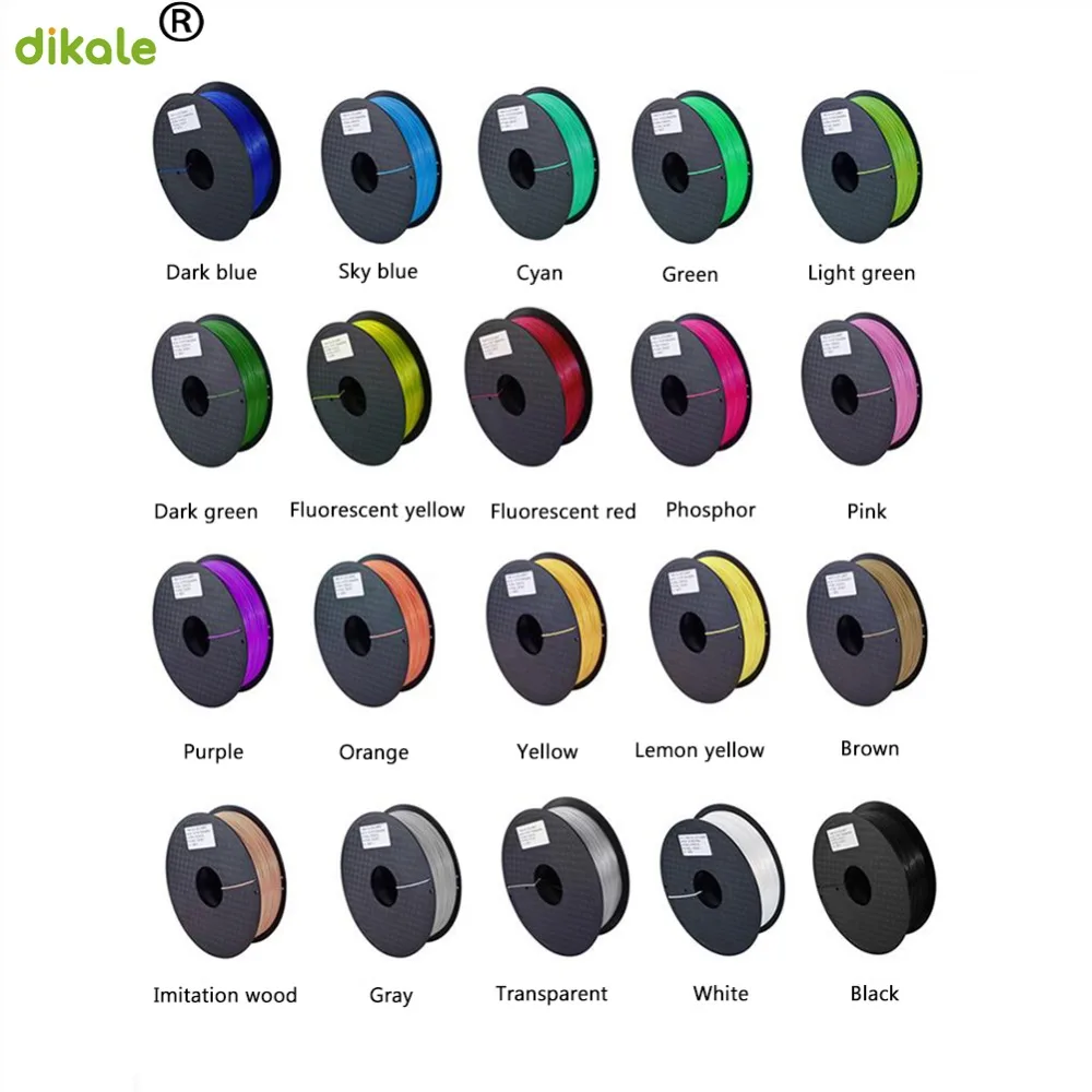 Dikale 3D Принтер Нити PLA 1 75 мм Материал 20 цветов кг пластиковые резиновые расходные