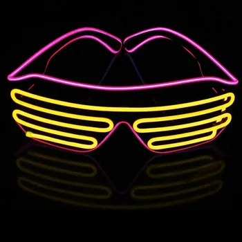 

2018 Hot Sales EL Wire Neon LED Light Up Shutter Fashionable Glasses For Party Decoration With Flashing/Steady On EL Inverter
