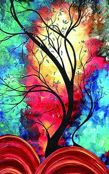 

odern abstract handmade painting tree with fire background on oil painting canvas for home decor and wall poster, gallery