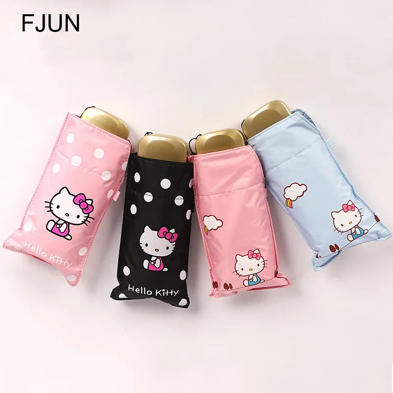 Детский складной зонт Hello Kitty с мультяшным рисунком для девочек студенческий