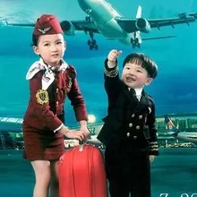 Детская одежда для девочек униформа стюардессы для мальчиков форма капитана реквизит для фотосъемки размер 100-160 см